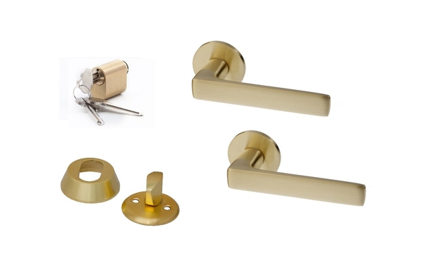 Ukselink ovaalse lukusüdamiku ja väändenupuga Valnes 18mm matt/kuldne