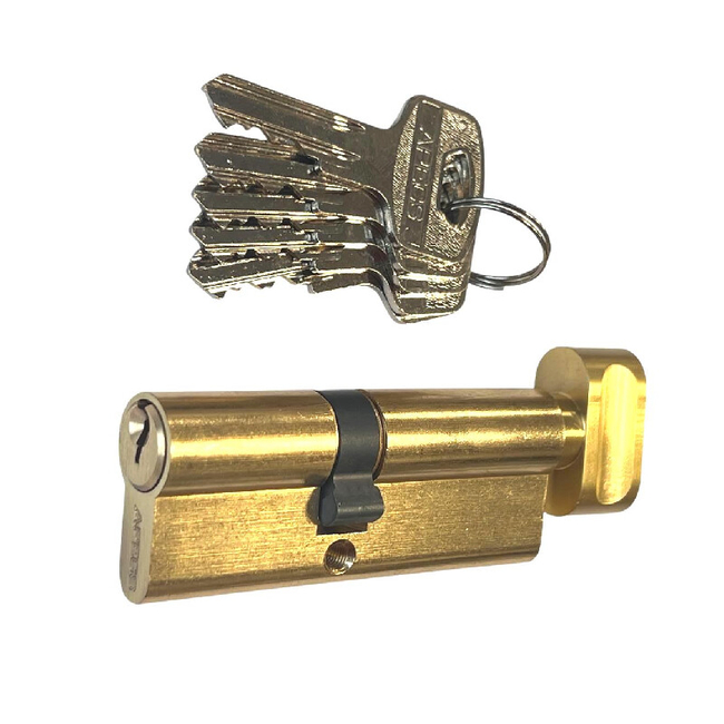 Lukusüdamik väändenupuga Apecs 40x30mm/5 võtit messingi värvi