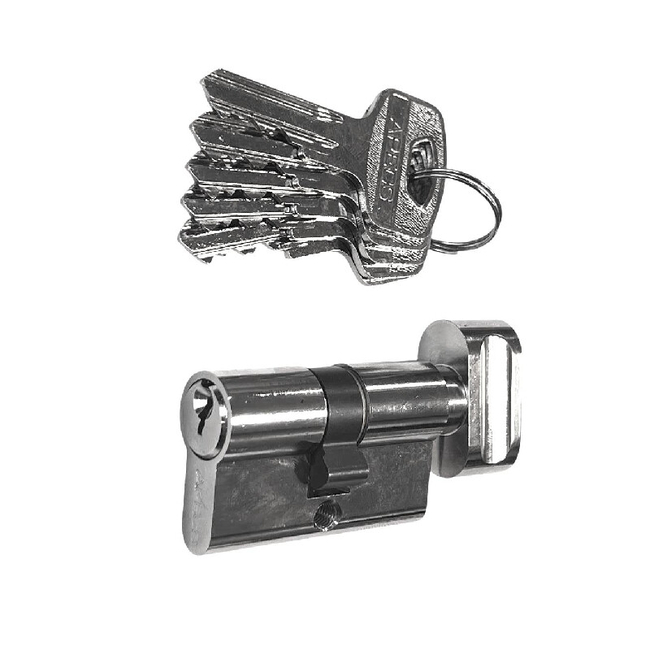 Lukustussilinder Apecs 25x25mm/5 võtit kroomi värvi