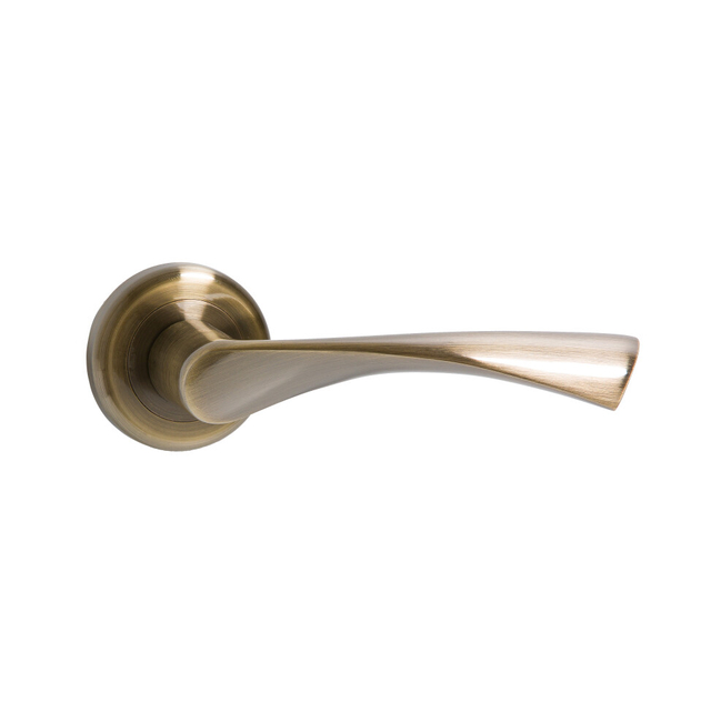 Door handle round with escutcheons A1259 antique brass colour