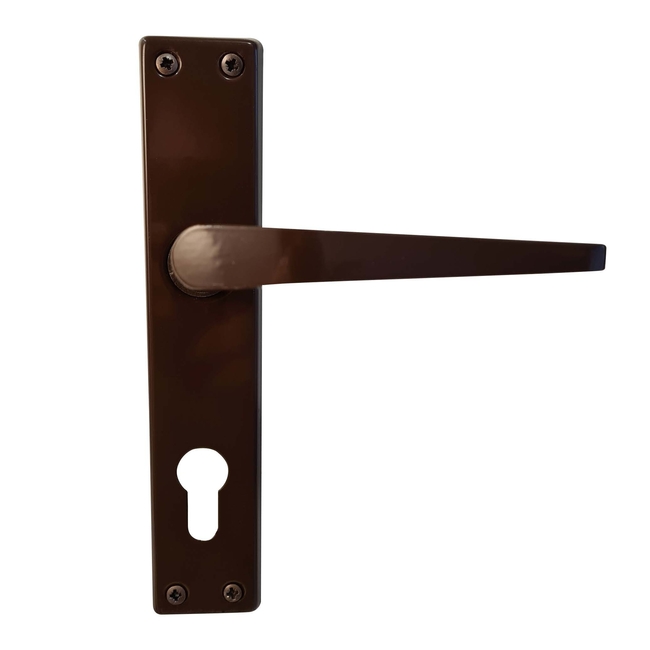 Aluminium door handle with escutcheons 72mm brown