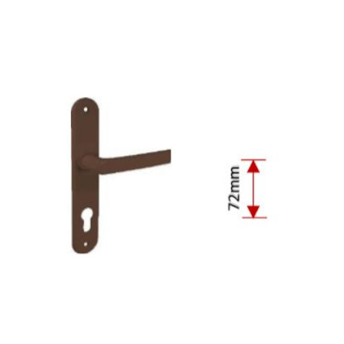 Door handle with escutcheons 72mm brown