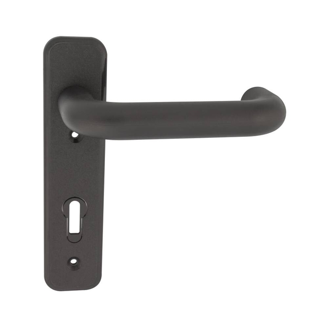 Door handle long with escutcheon spacing 72mm black